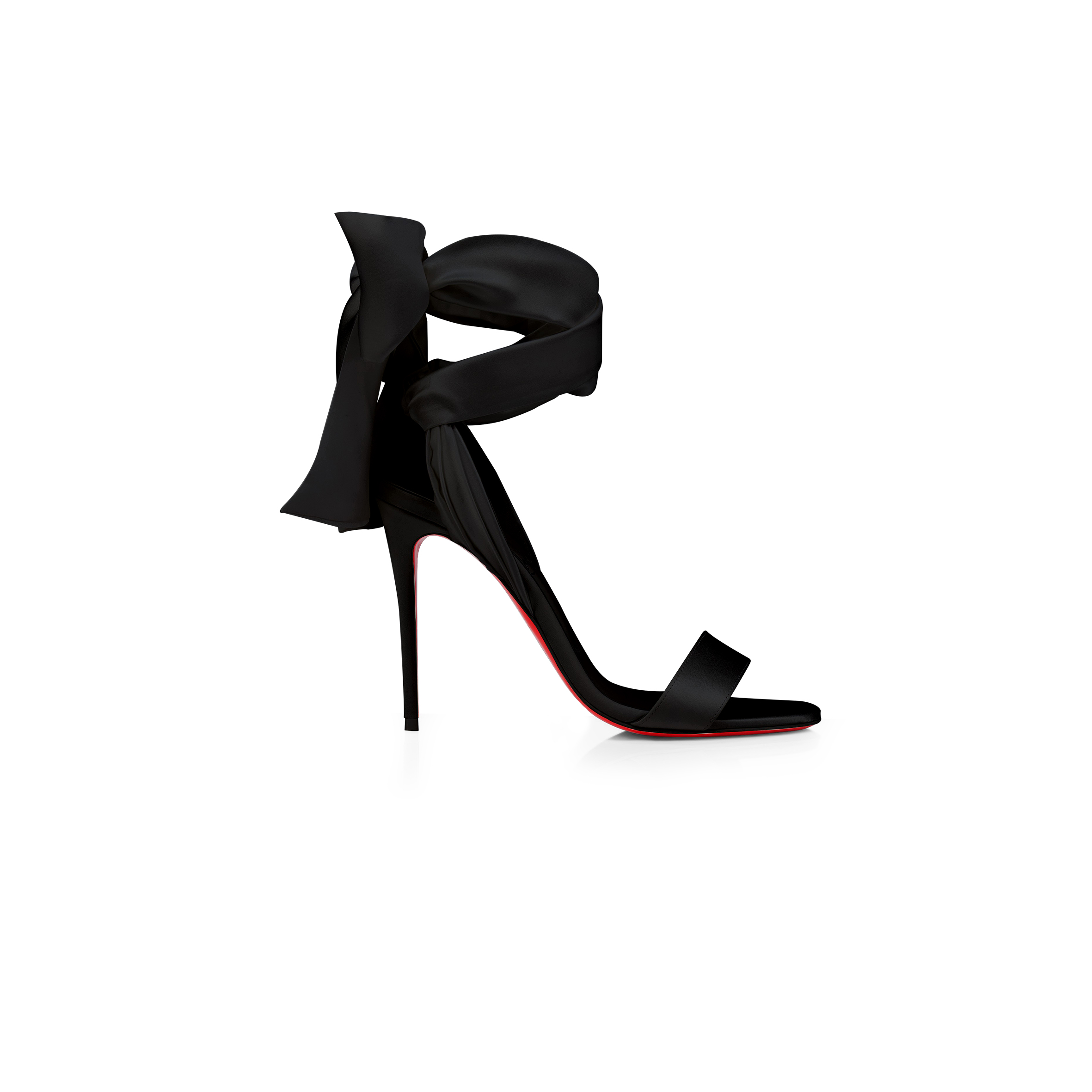 Ch**an louboutin sandale du desert 100 mm strappy sandals crepe satin black women 3220076w447